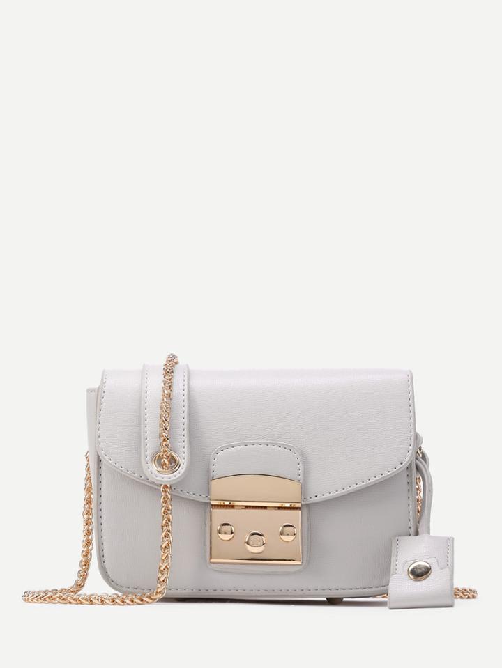 Shein Lock Flap Crossbody Bag With Chain
