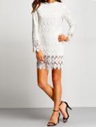Shein White Ruffle Collar Lace Crochet Dress