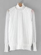 Shein Shirred Trim Sheer Mesh Blouse