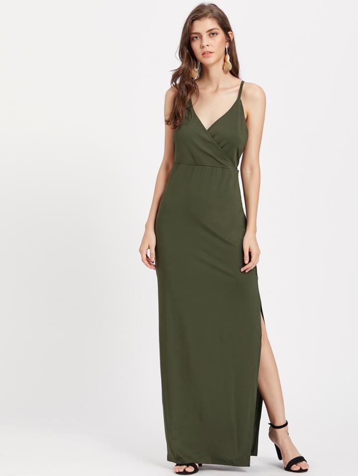 Shein Surplice Neckline Slit Side Cami Dress