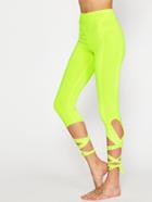 Shein Neon Yellow Crisscross Tie Up Leggings