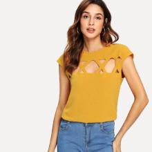 Shein Geo Cut Front Textured Top