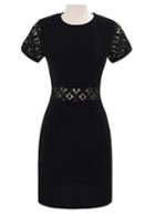 Rosewe Solid Black Short Sleeve Sheath Dress For Women