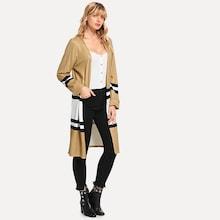 Shein Color Block Striped Coat