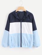 Shein Cut And Sew Color Block Hooded Jacket
