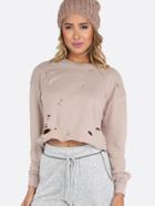Shein Distressed Cropped Pullover Pink