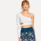 Shein Cut Out Knot Hem One Shoulder Tee