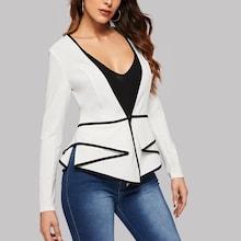 Shein Contrast Binding Peplum Coat