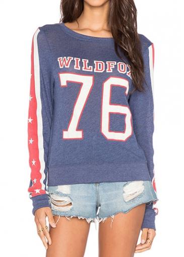 Rosewe Number And Letter Print Long Sleeve Sweatshirt