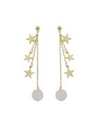 Shein Pink Multi Layers Chain Brincos Star Pattern Beads Dangle Earrings