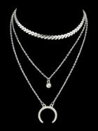 Shein Silver Retro Crescent Multi-layer Necklace