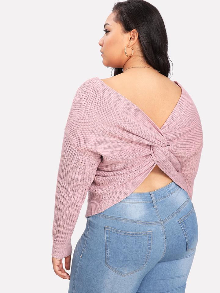 Shein V Neckline Twist Back Sweater