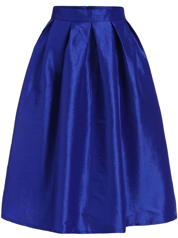 Shein Blue High Waist Flare Long Skirt