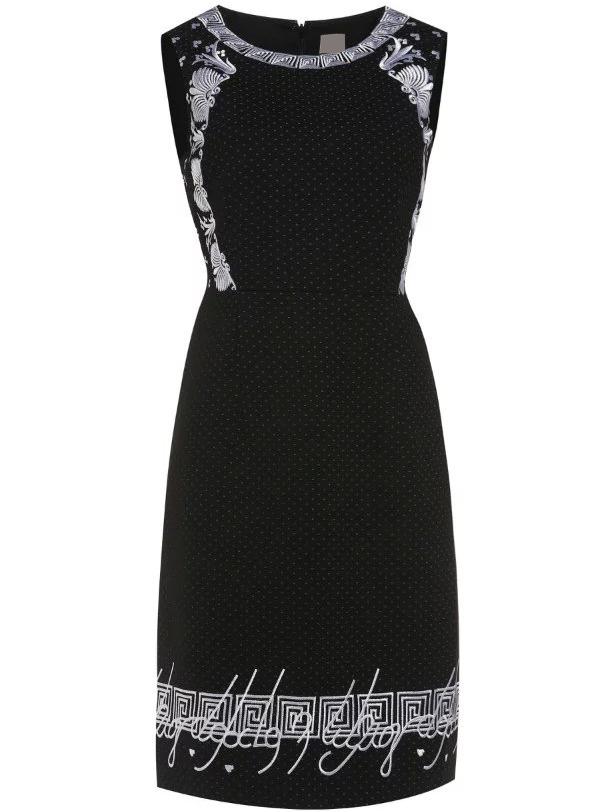 Shein Black Embroidered Sheath Dress