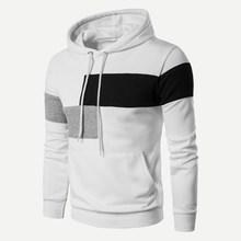 Shein Men Cut And Sew Panel Drawstring Hoodie