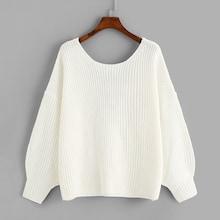 Shein Lace Up V Neck Solid Sweater