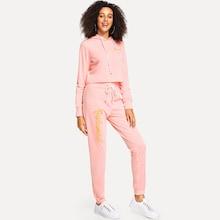 Shein Letter Print Drawstring Hoodie & Sweatpants Set