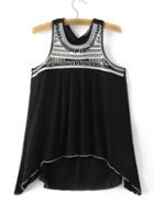 Shein Black Asymmetric Dipped Hem Sequined Tank Top