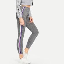 Shein Striped Tape Side Marled Knit Leggings