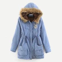 Shein Faux Fur Drawstring Waist Hooded Parka Coat