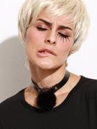 Shein Pu Metal Buckle Choker With Faux Fur Ball