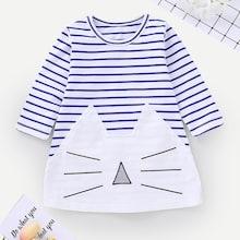 Shein Baby Cartoon Print Striped Dress