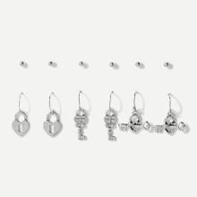 Shein Key & Lock Dangle Earrings & Stud Earrings 6pairs