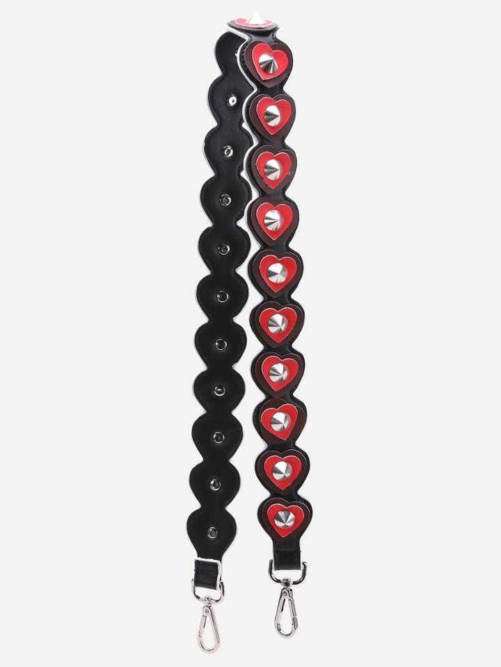 Shein Black And Red Heart Shaped Studded Bag Strap