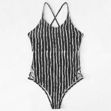 Shein Striped Criss Cross Swimsuit