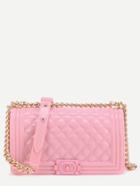 Shein Mini Pink Quilted Flap Jelly Bag With Chain