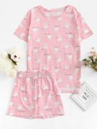 Shein Rabbit Print Short Pajama Set