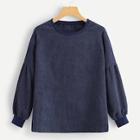 Shein Drop Shoulder Solid Corduroy Sweatshirt