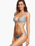 Shein Multicolor Printed Cutout Caged Bikini Set