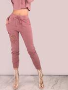 Shein Distressed Drawstring Sweatpants Mauve