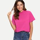 Shein Stand Neck Solid Tee