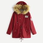 Shein Letter Patched Contrast Faux Fur Drawstring Parka Outerwear