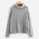 Shein Roll Up Neck Cable Knit Jumper