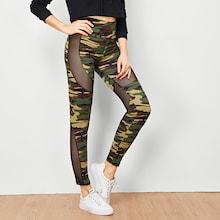 Shein Mesh Panel Camouflage Leggings