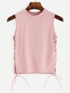 Shein Pink Lace Up Side Top