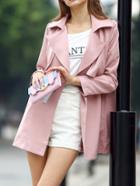 Shein Pink Lapel Wrapped Trench Coat