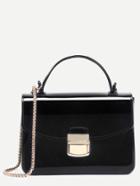 Shein Black Pushlock Closure Box Handbag With Chain