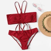 Shein Drawstring Solid Bikini Set