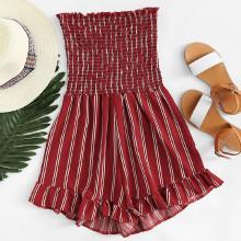 Shein Ruffle Hem Pleated Tube Romper