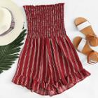Shein Ruffle Hem Pleated Tube Romper