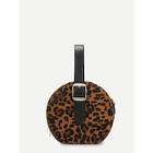 Shein Leopard Pattern Suede Satchel Bag
