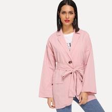 Shein Notch Collar Tie Waist Blazer