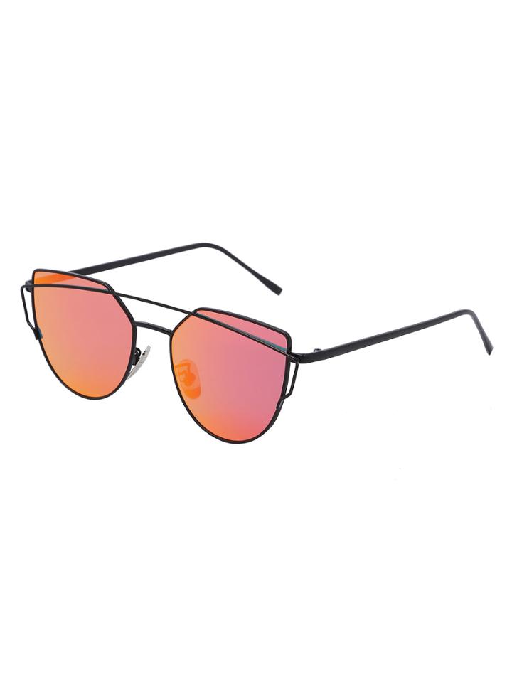 Shein Double Bridge Red Lens Sunglasses