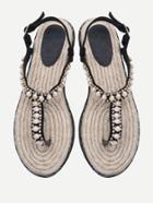 Shein Rhinestone And Faux Pearl Design Toe Post Sandals