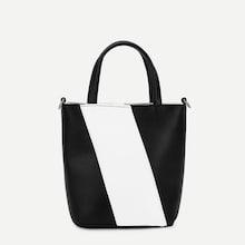 Shein Two Tone Pu Satchel Bag With Strap