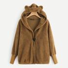 Shein Teddy Hooded Jacket With Ears